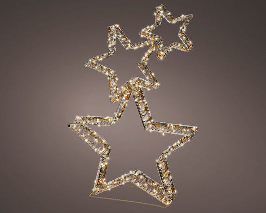 3 stars with 350 micro-LEDs with a flashing effect, height 80 cm