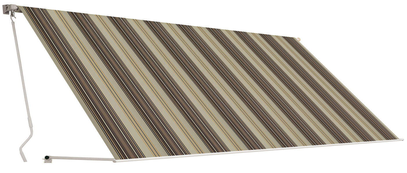 3x2.5m drop-down awning in beige stripes, made of aluminium and polyester, without a valance