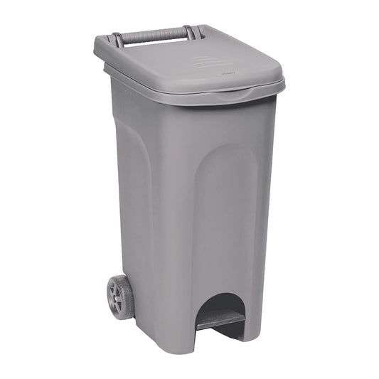 Bricocenter PATTUMIERA CON PEDALE GRIGIO POLVERE URBAN SYSTEM 80LT CON RUOTE