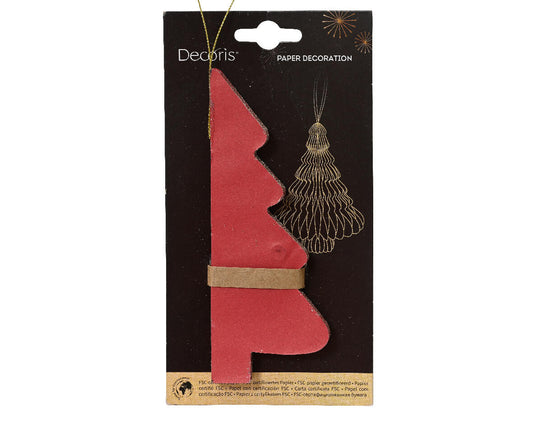 Red paper sapling, 11cm in diameter x 15cm high, with champagne gold glitter