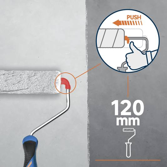Universal floor varnish mini roller, Easy Clip, soft-touch handle, right-handed, diameter 28 mm, length 12 cm