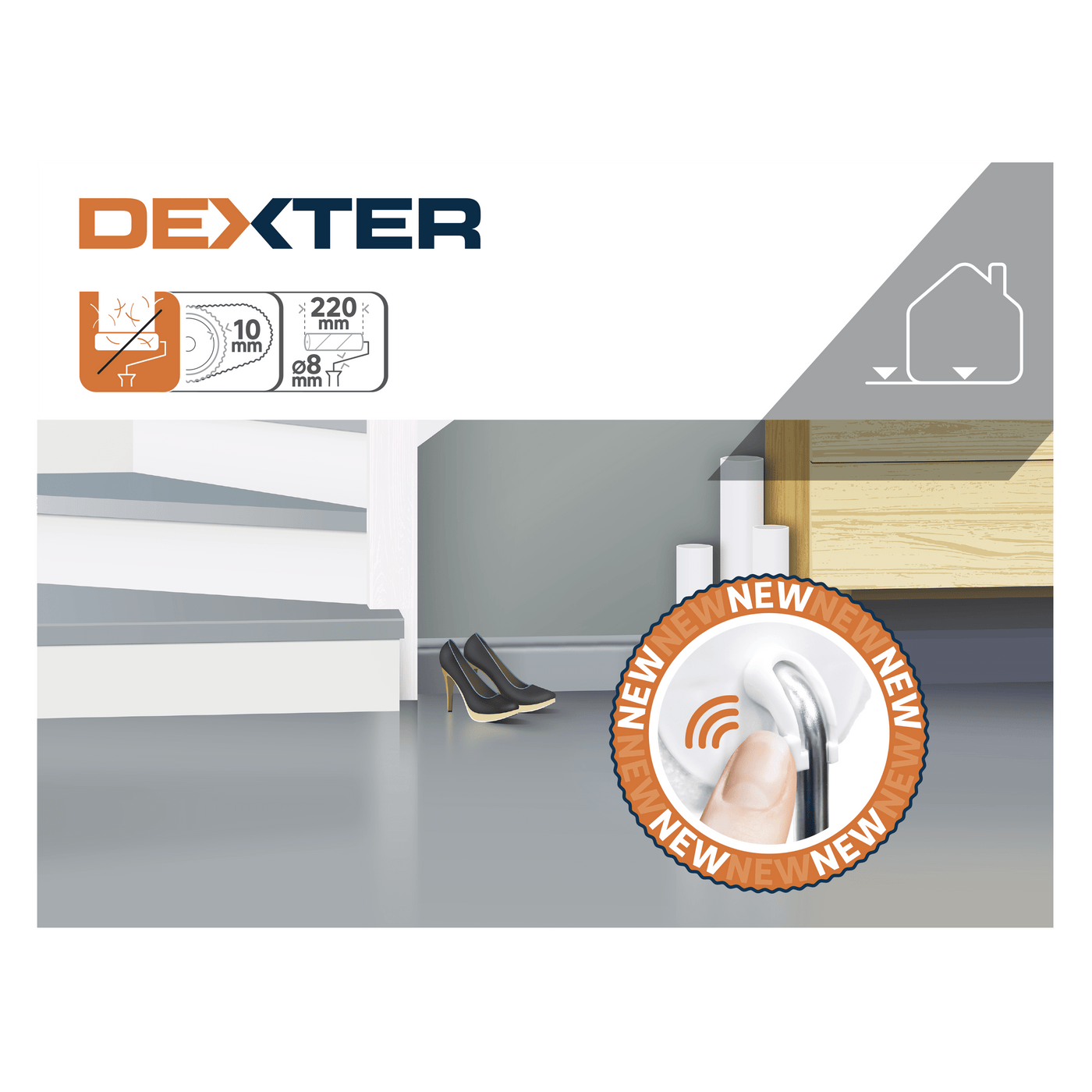 Dexter Easy Clip floor paint roller, 22 cm