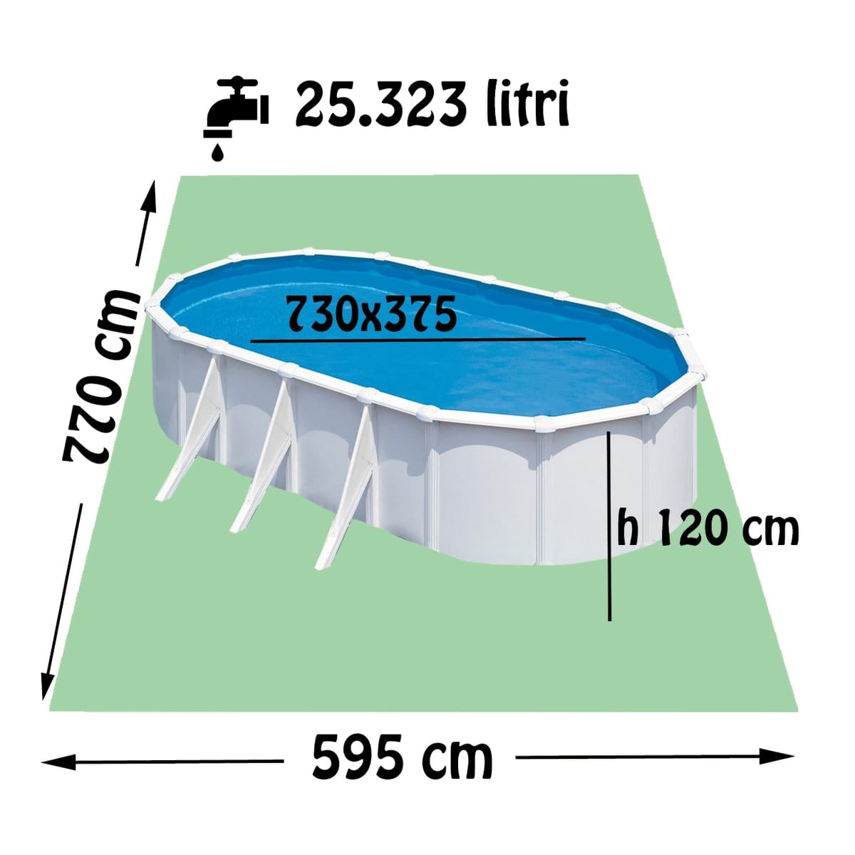Bricocenter KIT PISCINA OVALE 730X375XX120H
