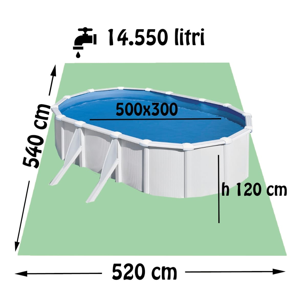 KIT PISC.OVALE 500X300XH120CM