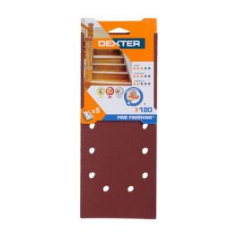 DEXTER ORBITAL WOOD SANDER ABRASIVE 115X280 MM PERFORATED, GRIT 180,5 PIECES
