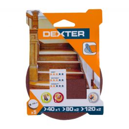 DEXTER WOOD GRINDER/DRILL ABRASIVE 115MM GRIT 40,80,120 10 PIECES