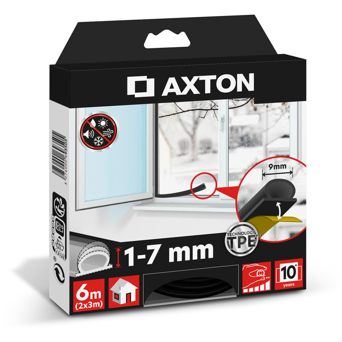 Bricocenter SUPERIOR DOOR/WINDOW GASKET 6MT BLACK AXTON