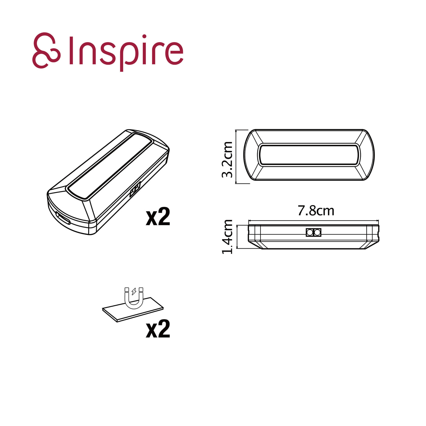 Polk white 7.8 cm 2-light drawer kit with natural-light LED (10 lm), USB-C and sensor