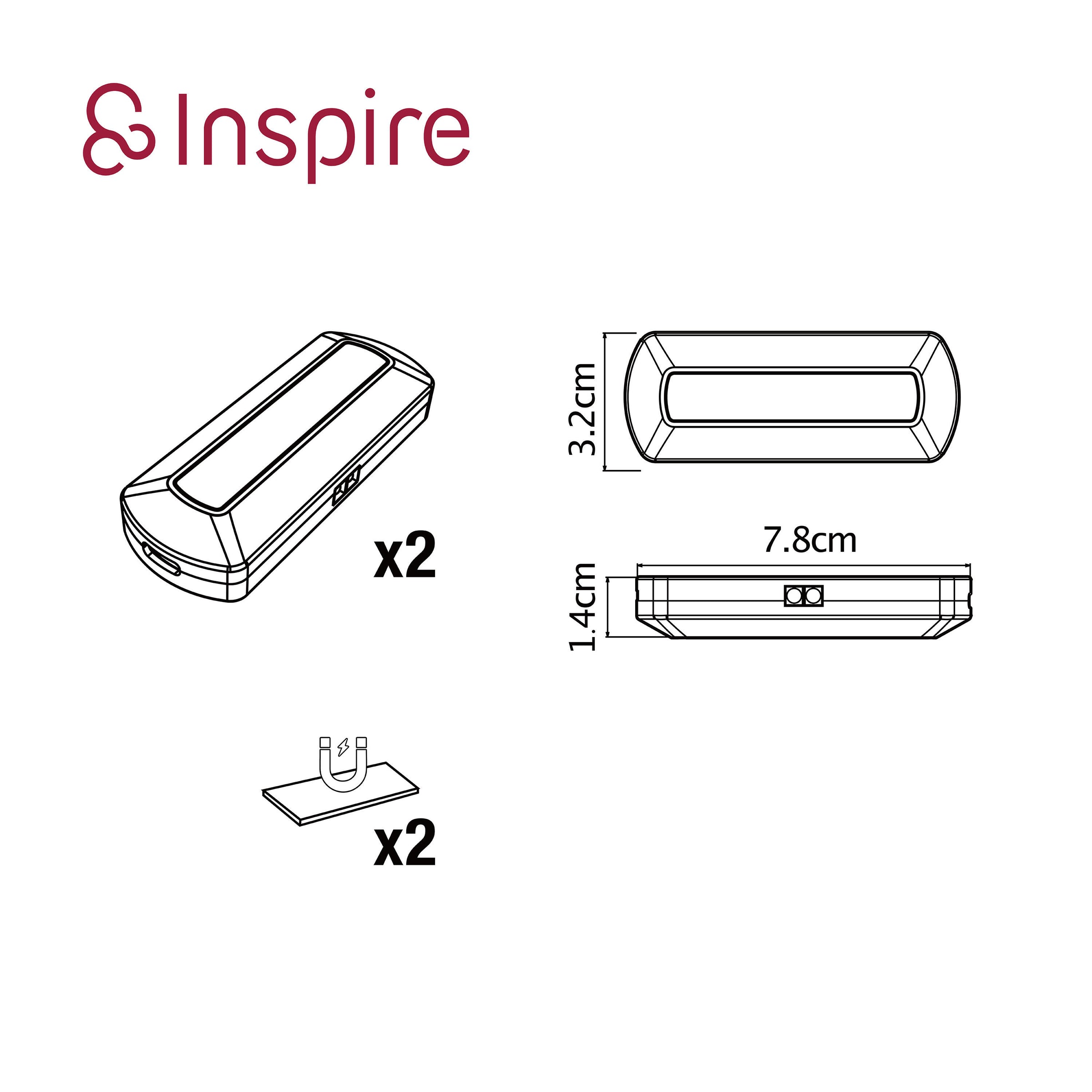 Polk white 7.8 cm 2-light drawer kit with natural-light LED (10 lm), USB-C and sensor
