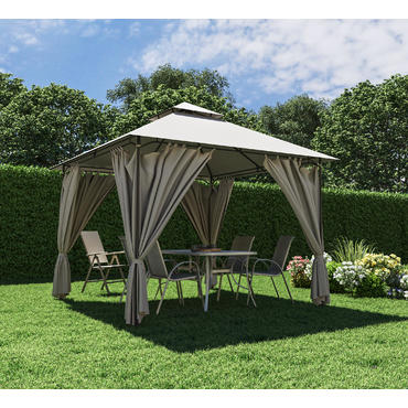 GAZEBO OXIS NATERIAL STEEL AND POLYESTER TARPAULIN DOVE GREY 3X3 M