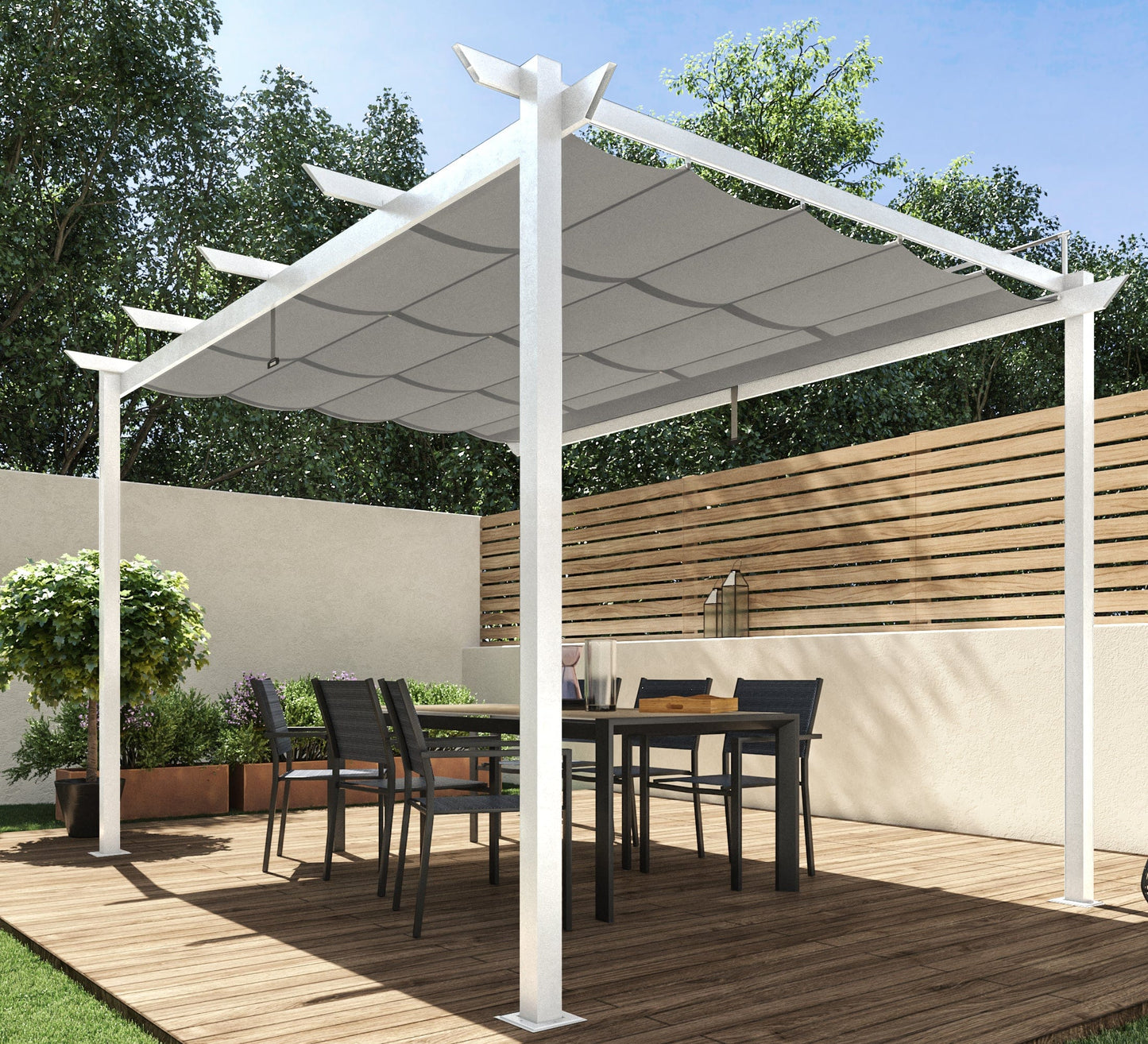 Bricocenter OMEGA NARIATAL - Pergola - steel anthracite polyester cover - White 2.85x4 m