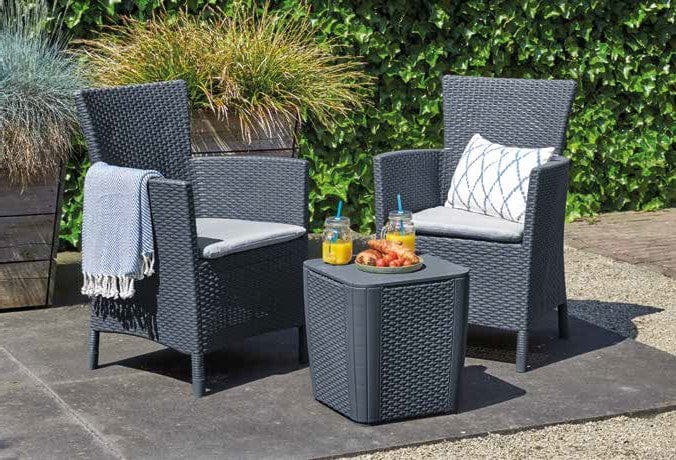 Bricocenter COFFEE SET IOWA KETER 2 POSTI MIDOLLINO SINTETICO INTRECCIATO CON CUSCINI