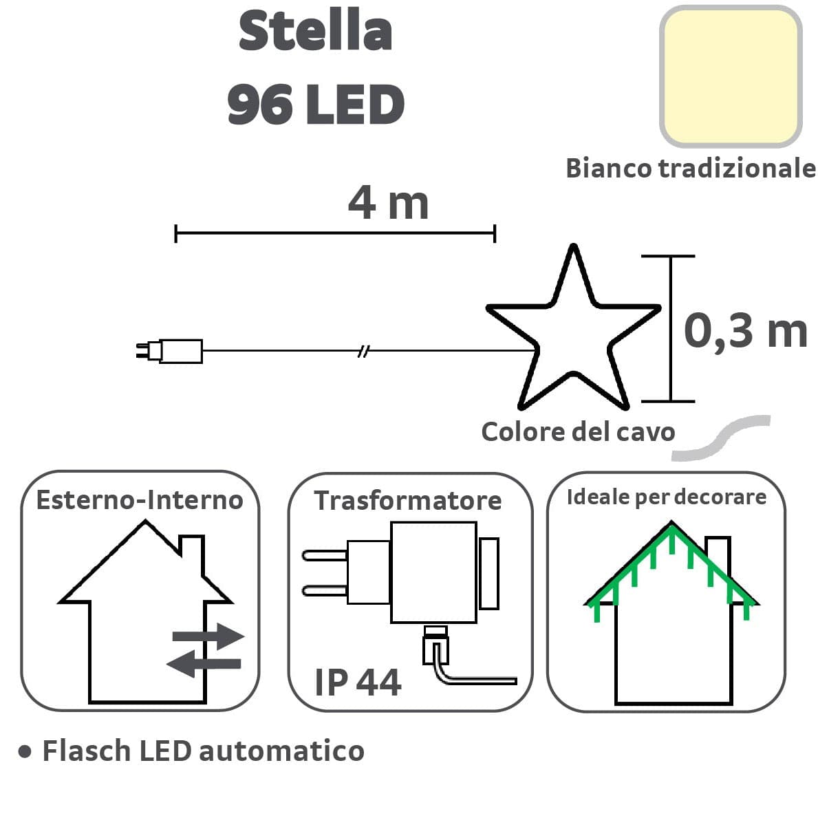 Bricocenter bright star 96 led warm light diam 30cm for outdoor ip 44