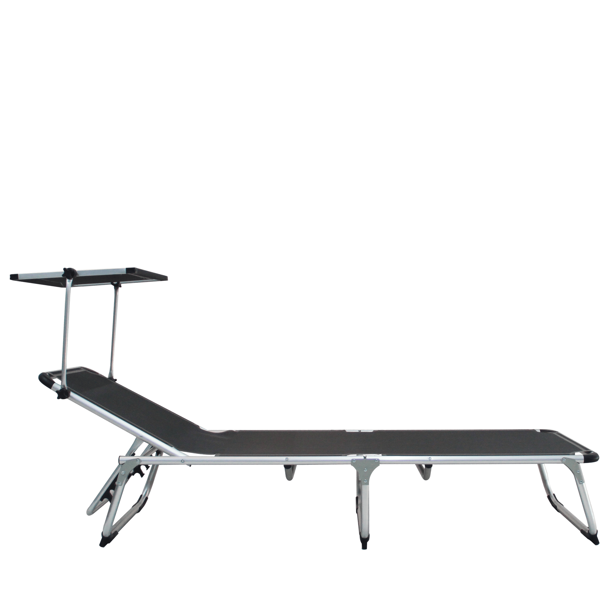 Bricocenter AZUR Folding sunbed with anthracite textile aluminum canopy