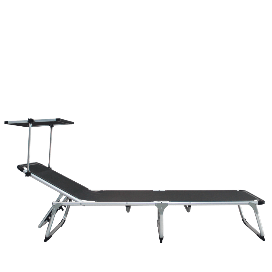 Bricocenter AZUR Folding sunbed with anthracite textile aluminum canopy