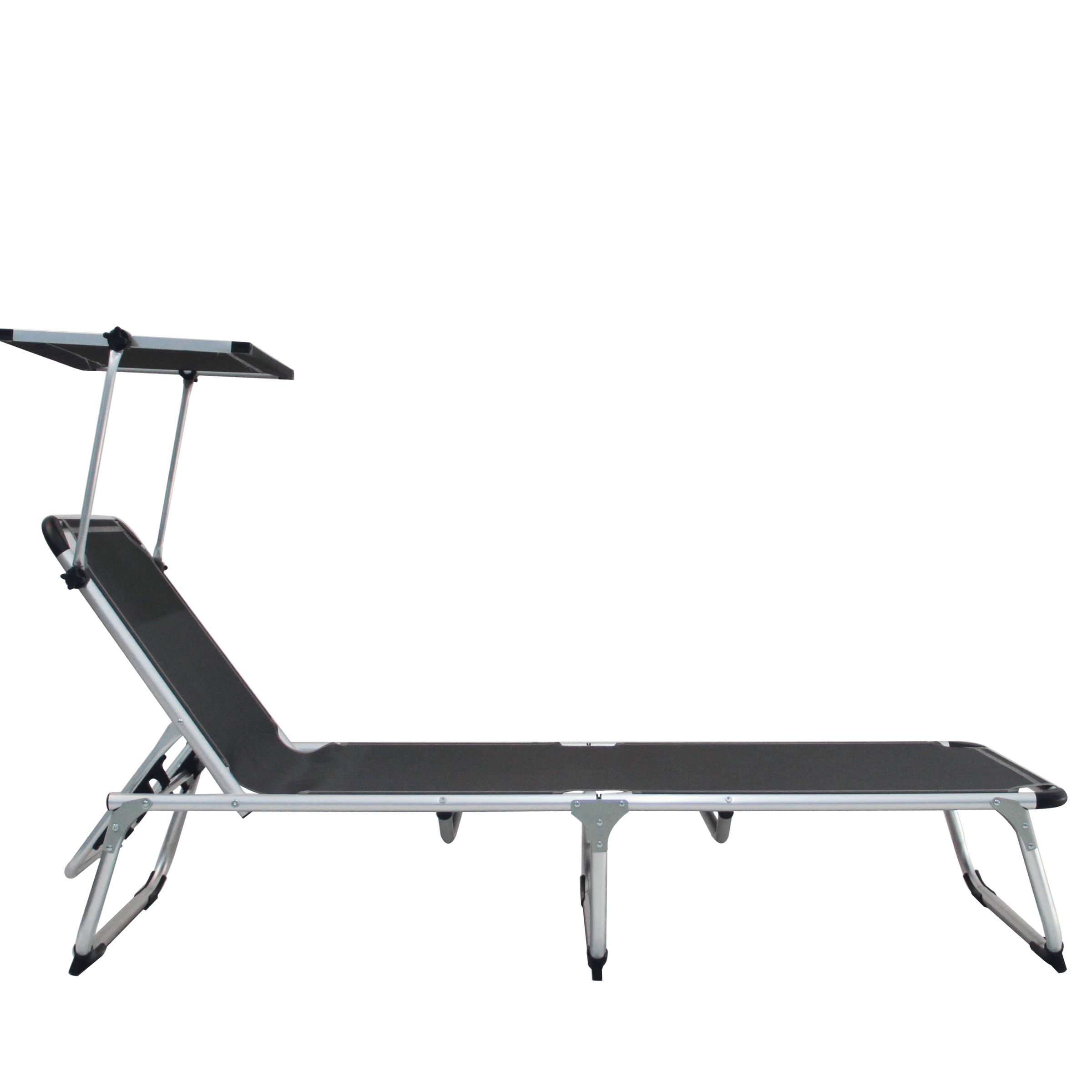 Bricocenter AZUR Folding sunbed with anthracite textile aluminum canopy