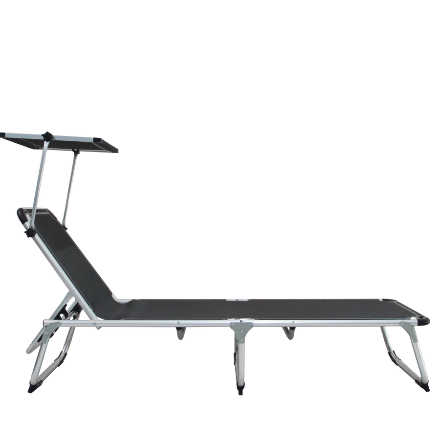 Bricocenter AZUR Folding sunbed with anthracite textile aluminum canopy