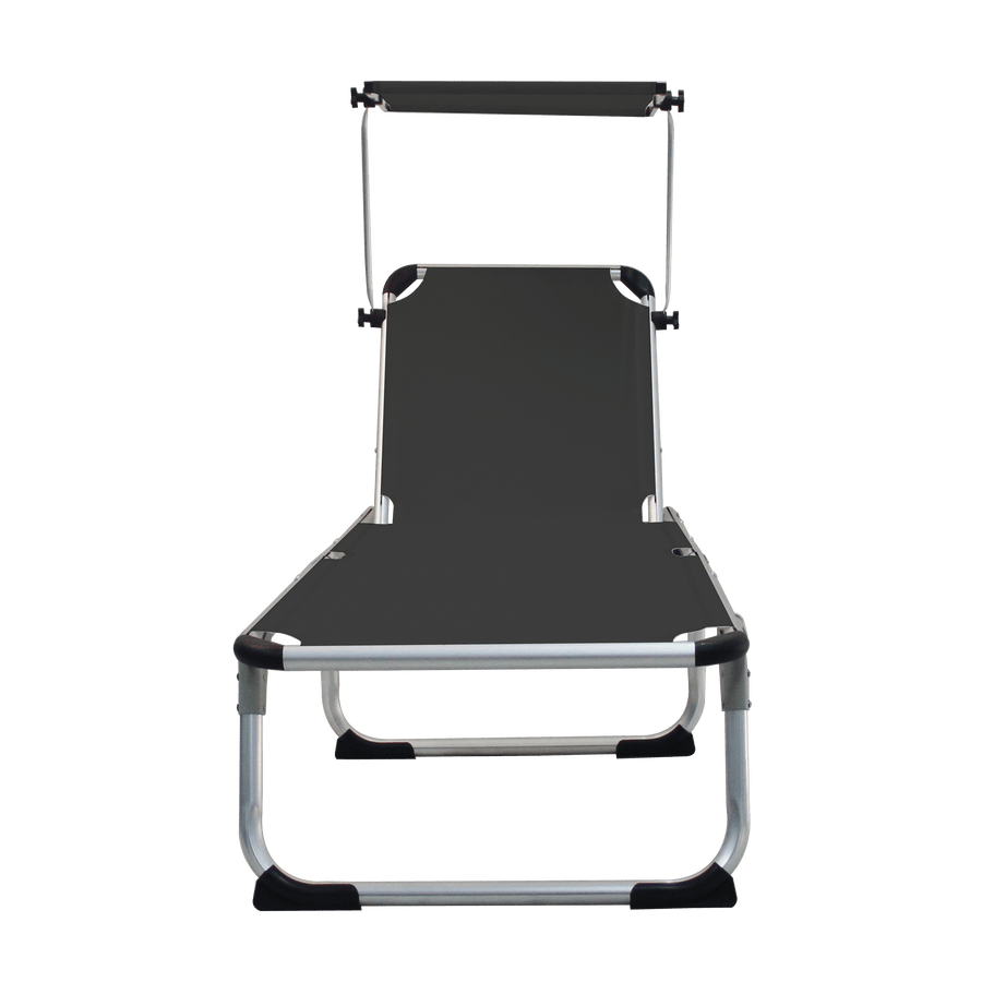 Bricocenter AZUR Folding sunbed with anthracite textile aluminum canopy
