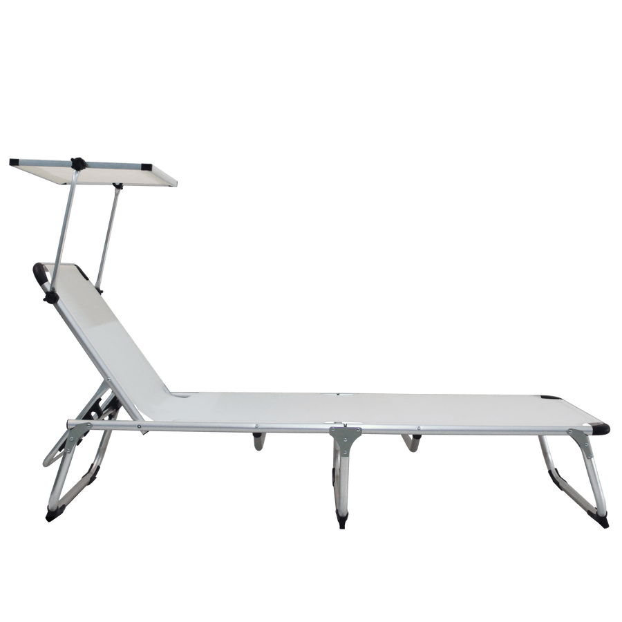 Bricocenter AZUR Folding sunbed with white textile aluminum canopy