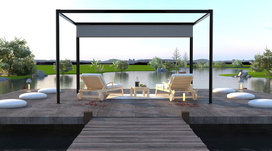 Bricocenter PERGOLA IN ALUMINUM GLICINE L294xP294xH235 anthracite, motorized cover, led