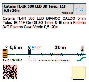 500 LED LIGHT CHAIN BATTERY BRIGHT 500 LED LIGHT 20 mt