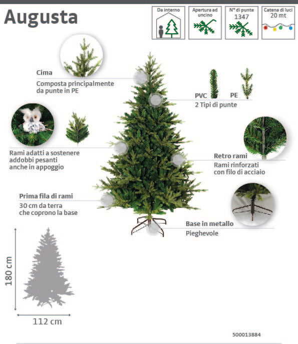 AUGUSTA GREEN ARTIFICIAL CHRISTMAS TREE H180CM