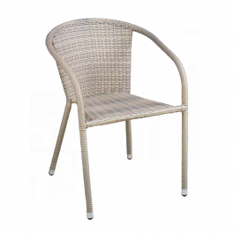 STACKABLE SOFIA CHAIR 57Xd59Xh77cm In steel covered in synthetic rattan