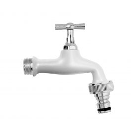 GARDEN TAP CHROME-PLATED BRASS WITH QUICK COUPLING 1/2" WHITE