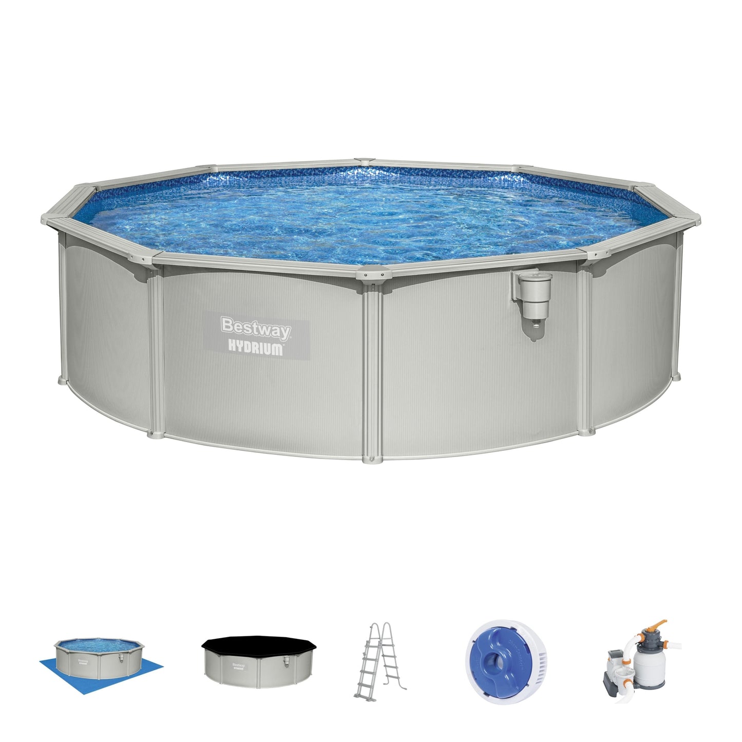 Bricocenter OVAL HYDRIUM POOL 4,60X1,20m With sand filter, cover and base mat