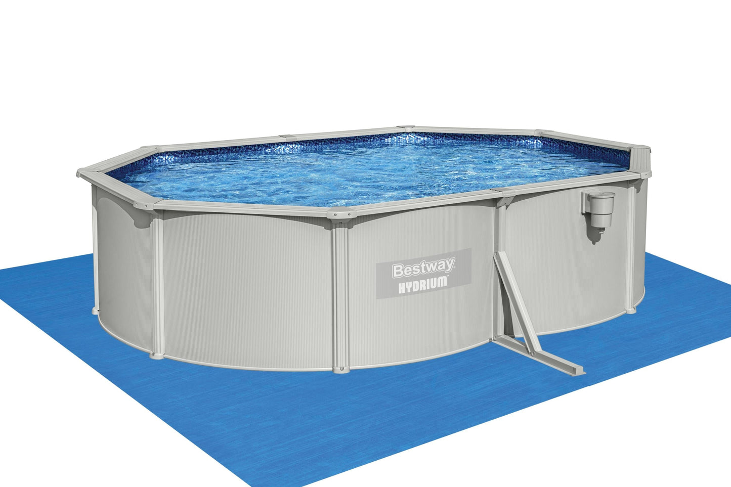 Bricocenter OVAL HYDRIUM POOL 5.00m X 3.60m X 1.20m With sand filter, cover and base mat