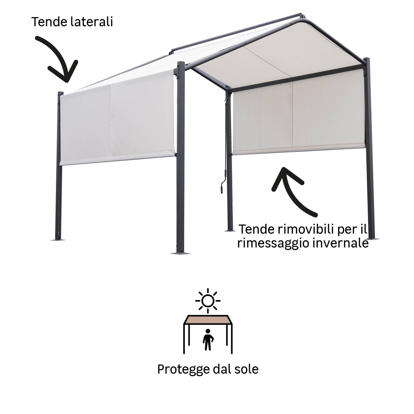 Bricocenter PERGOLA GAZEBO NATERIAL CASSY 3X3X2.8 STEEL AND POLYESTER POLYESTER 160GR/M2