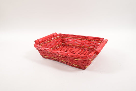 Bricocenter RED RECTANGULAR WICKER BASKET WITH HANDLES 47X37X11CM