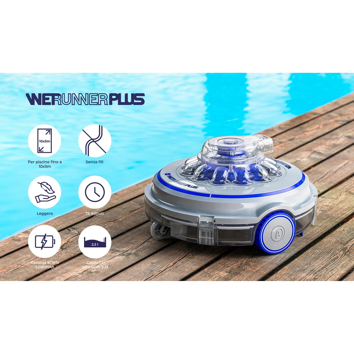 Bricocenter RBR75 BATTERY ROBOT FOR POOLS UP TO 10x5 m