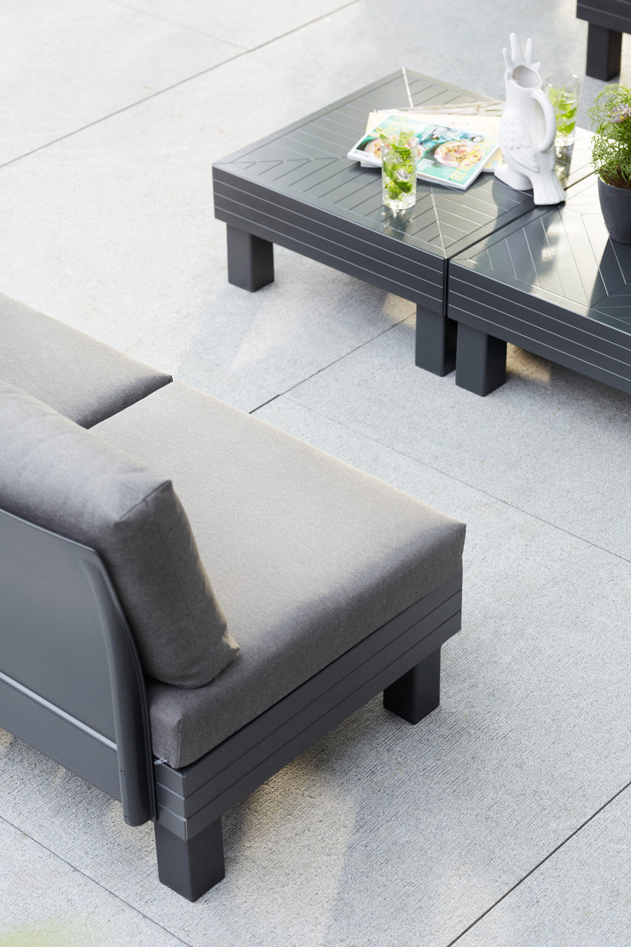 Bricocenter COFFEE SET ELEMENTS 5-SEATER GRAPHITE WITH CUSHIONS