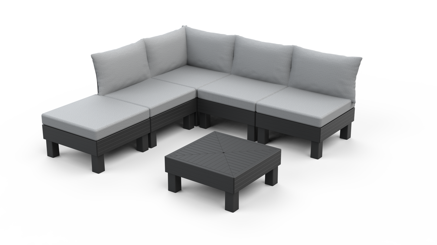 COFFEE SET ELEMENTS 5-SEATER GRAPHITE WITH CUSHIONS