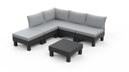 COFFEE SET ELEMENTS 5-SEATER GRAPHITE WITH CUSHIONS