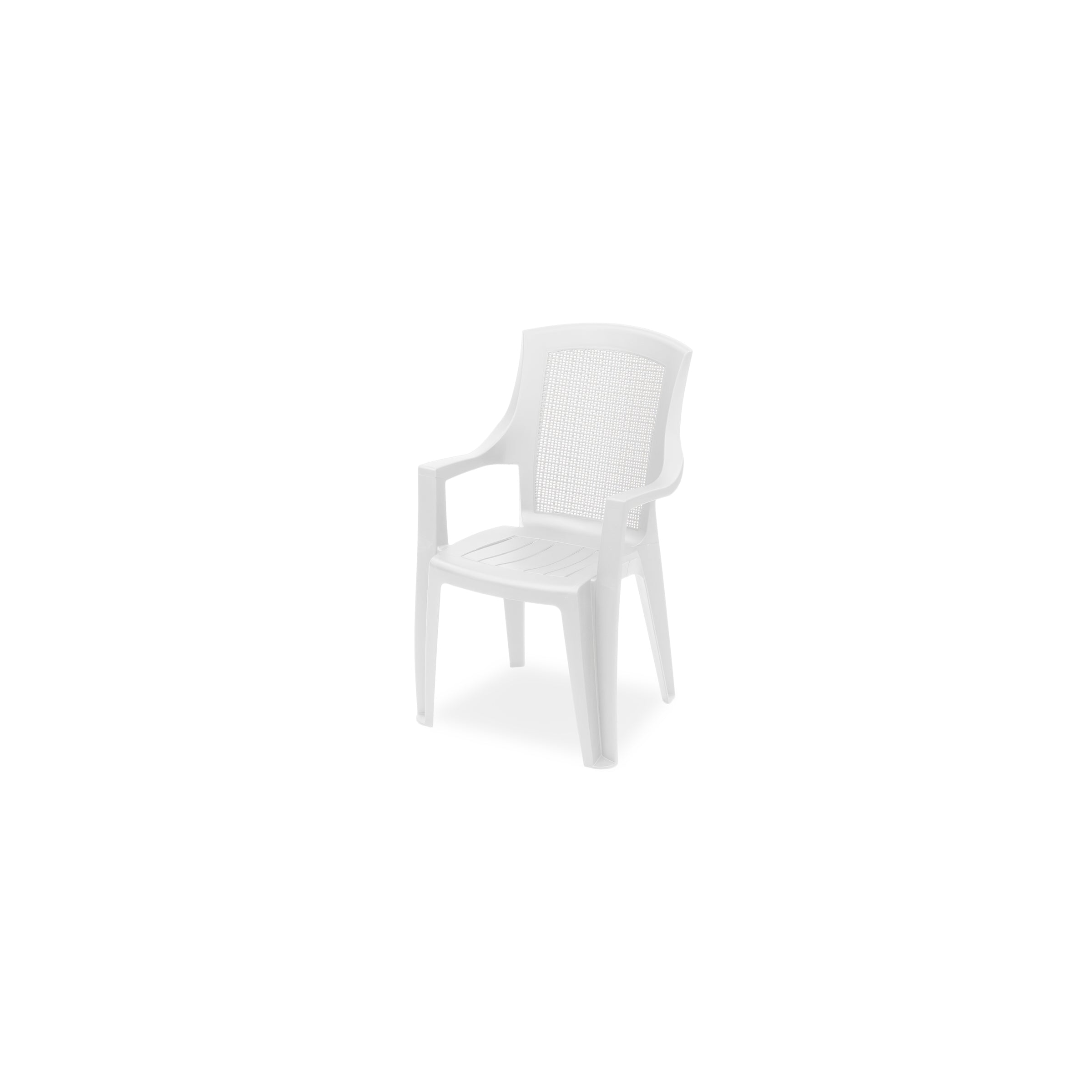 Woven-texture white armchair, 89 x 60 x 62 cm, jute-effect polypropylene
