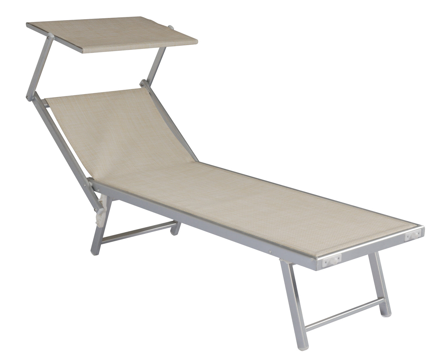 Aluminium and textilene sun lounger with canopy 184x67x39 sand