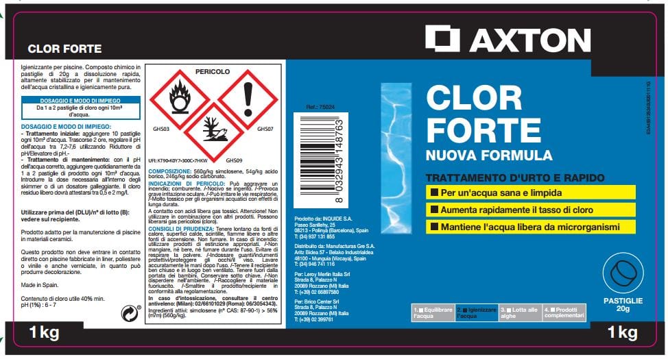 Bricocenter CLORO FORTE AXTON 1KG PAST. DA 30GR