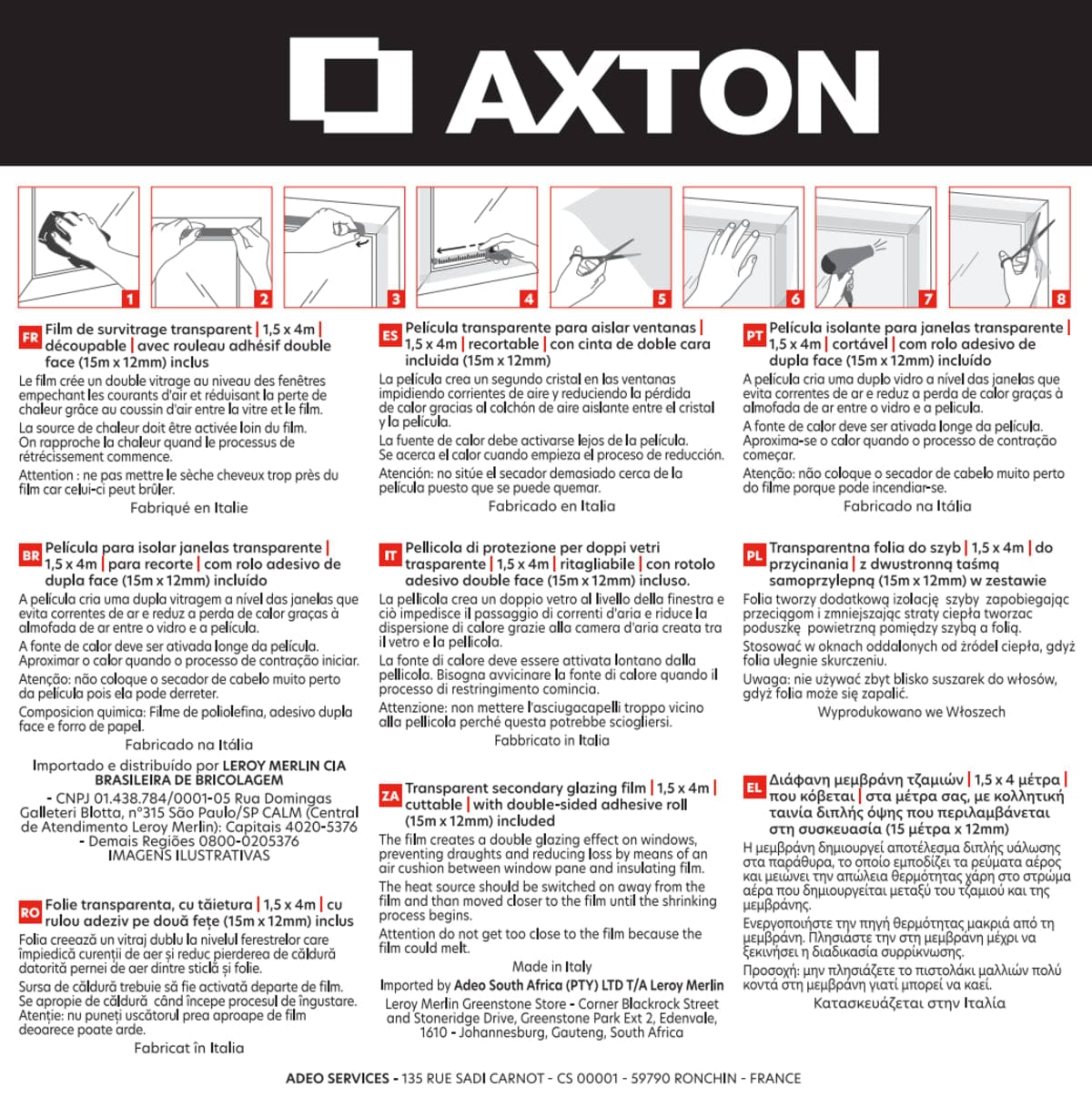 Bricocenter GLASS INSULATION FILM 4 X 1.5 M AXTON