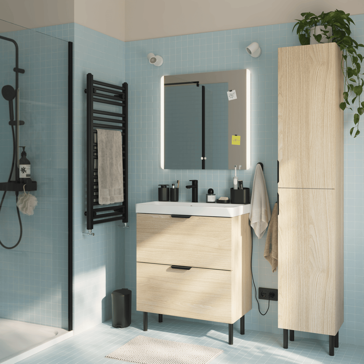 New Easy oak base unit with 2 drawers: L70, D40, H70 cm