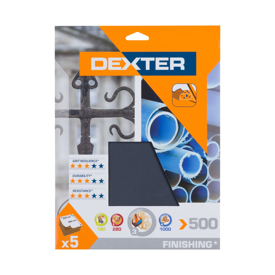 Foglio abrasivo dexter  per metallo grana 500, 230x280mm, 5 pezzi