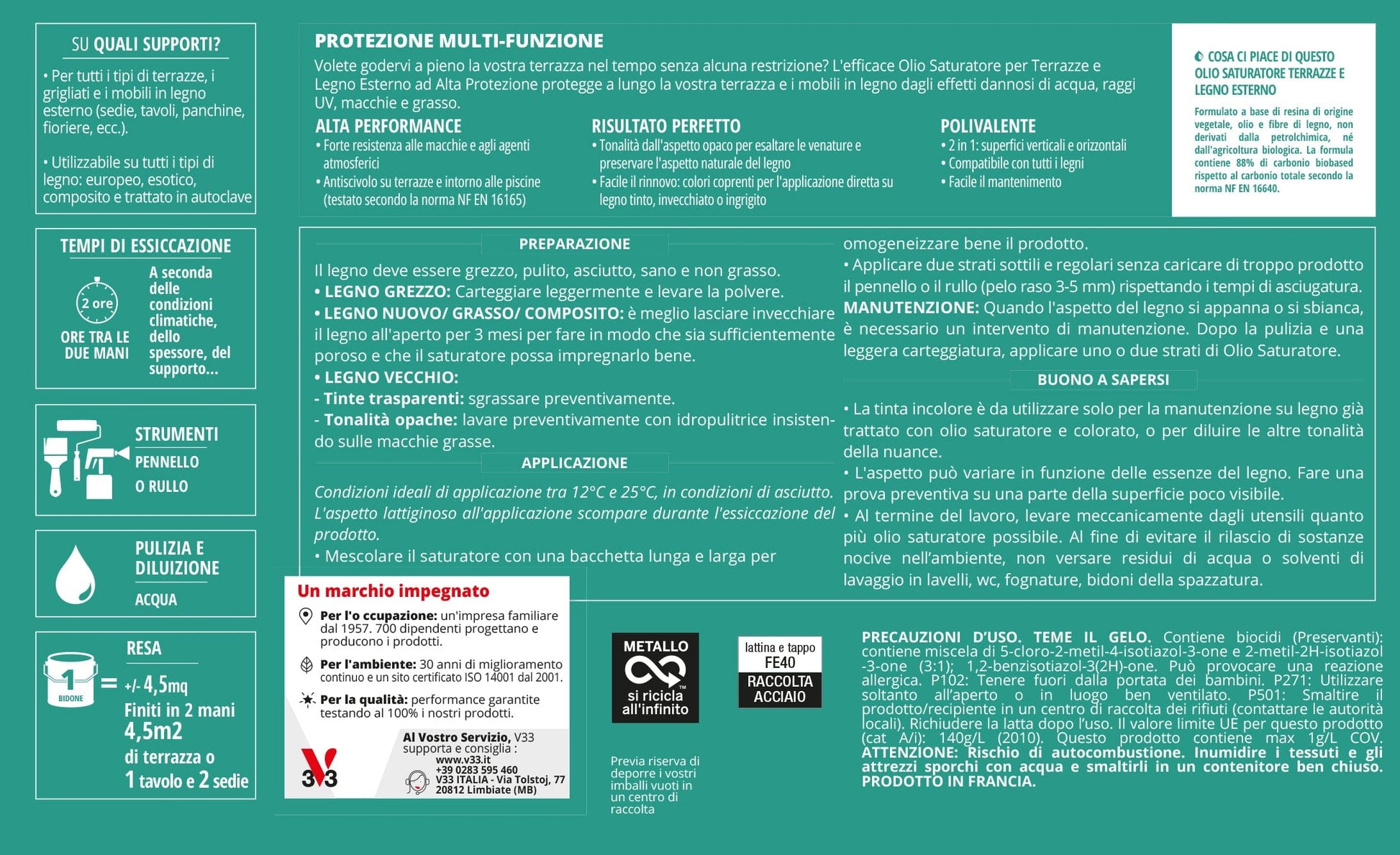Bricocenter PROTECTIVE OIL FOR EXTERIOR WOOD FLOORS SOLVENT-BASED COLOURLESS V33 2,5 LT