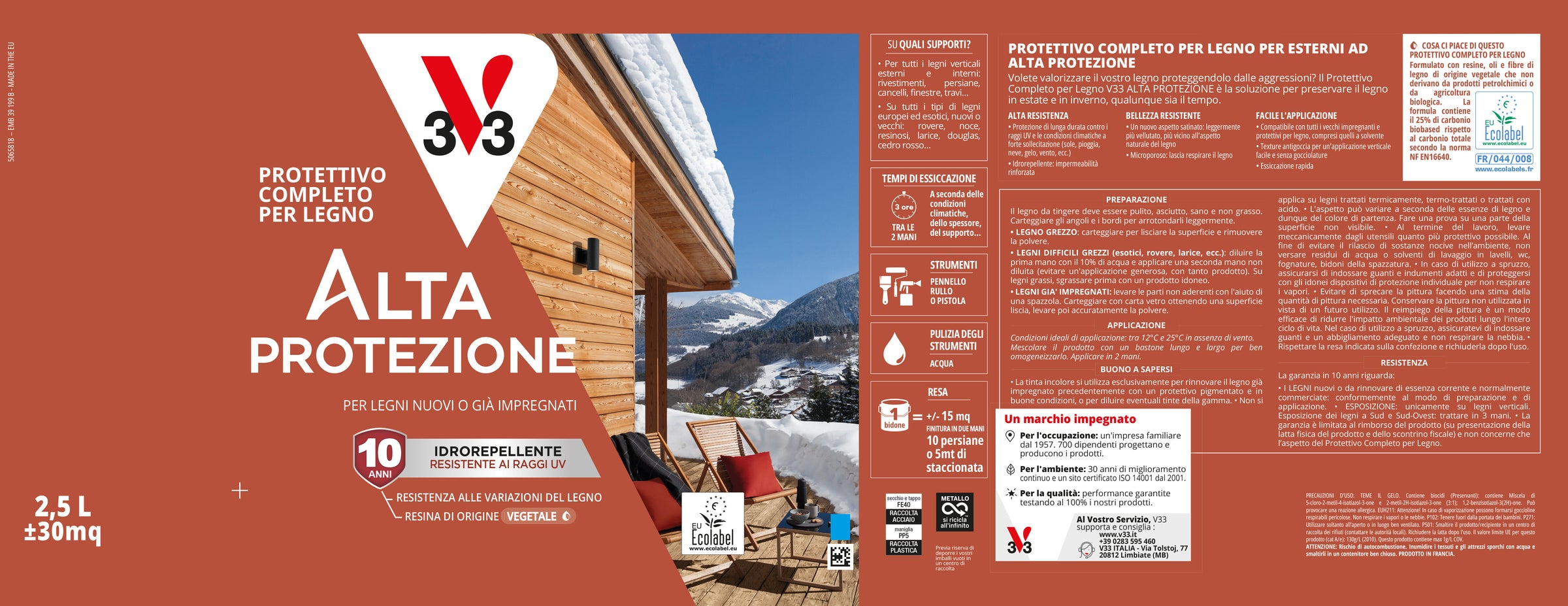 Colourless, bio-based protective wood stain, high protection, V33, 2.5 litres
