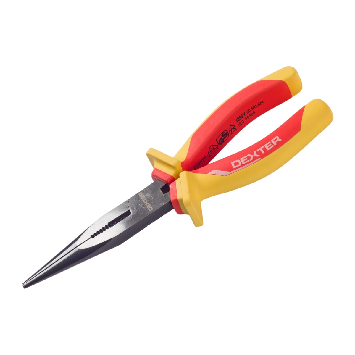 DEXTER FLAT NOSE PLIERS 200MM CHROME VANADIUM INSULATED