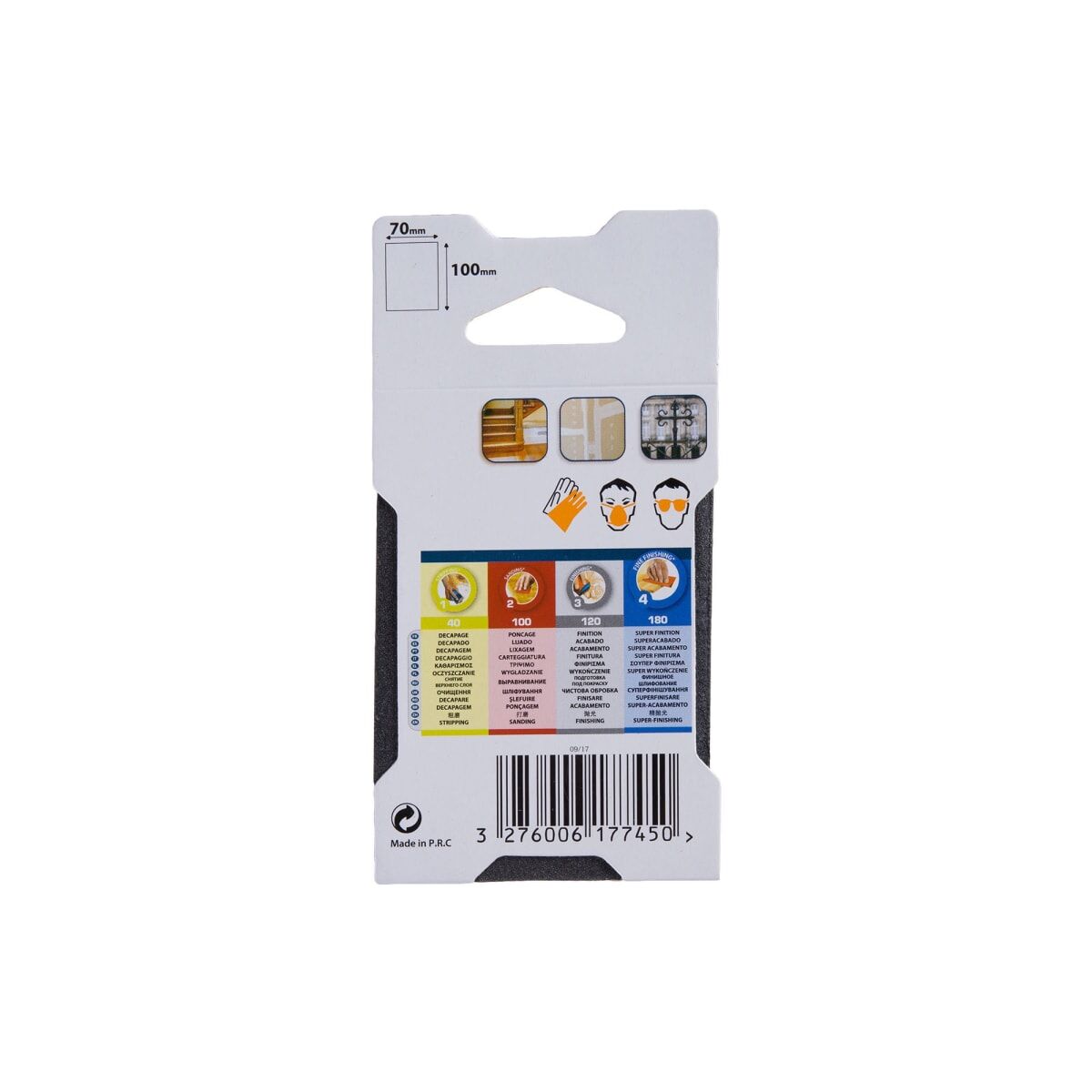 DEXTER ABRASIVE SPONGE FOR WOOD 100X70MM GRIT 180