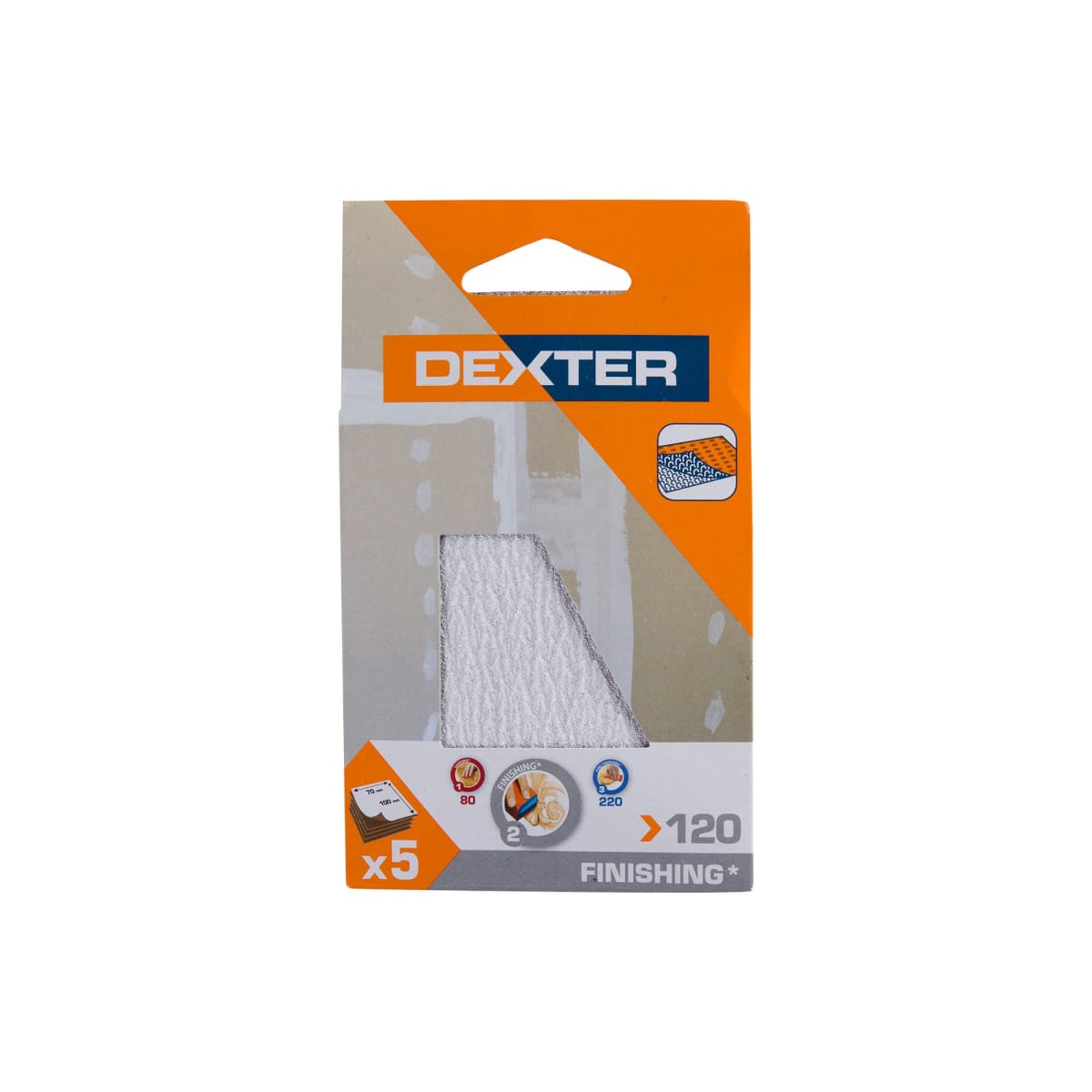 DEXTER WALL SANDING SHEET 100X70MM GRIT 120