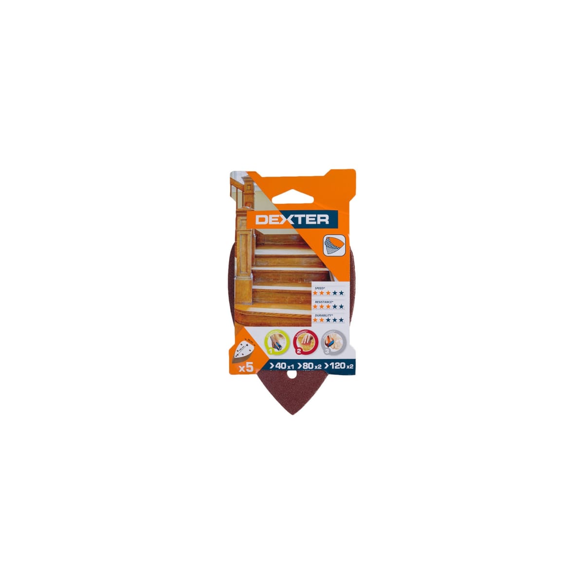 DEXTER MOUSE SANDER ABRASIVE FOR WOOD 140X98MM GRIT 40,80,120 10 PIECES
