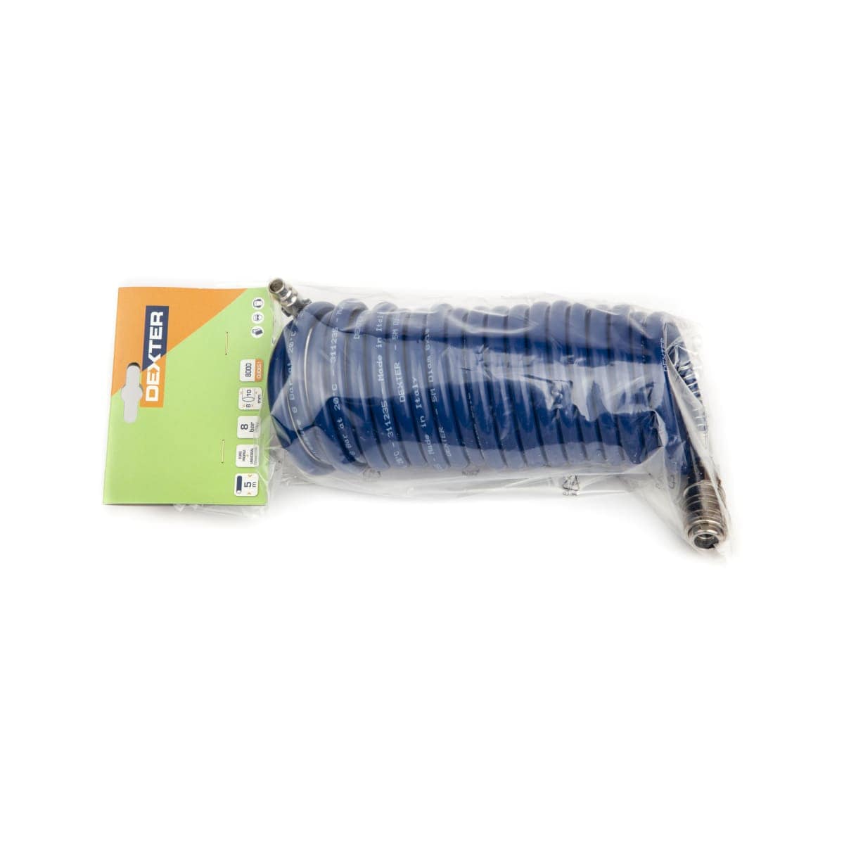 Bricocenter SPIRAL HOSE FOR DEXTER COMPRESSOR QUICK COUPLING, 5M, DIAM 10MM, POLYURETHANE