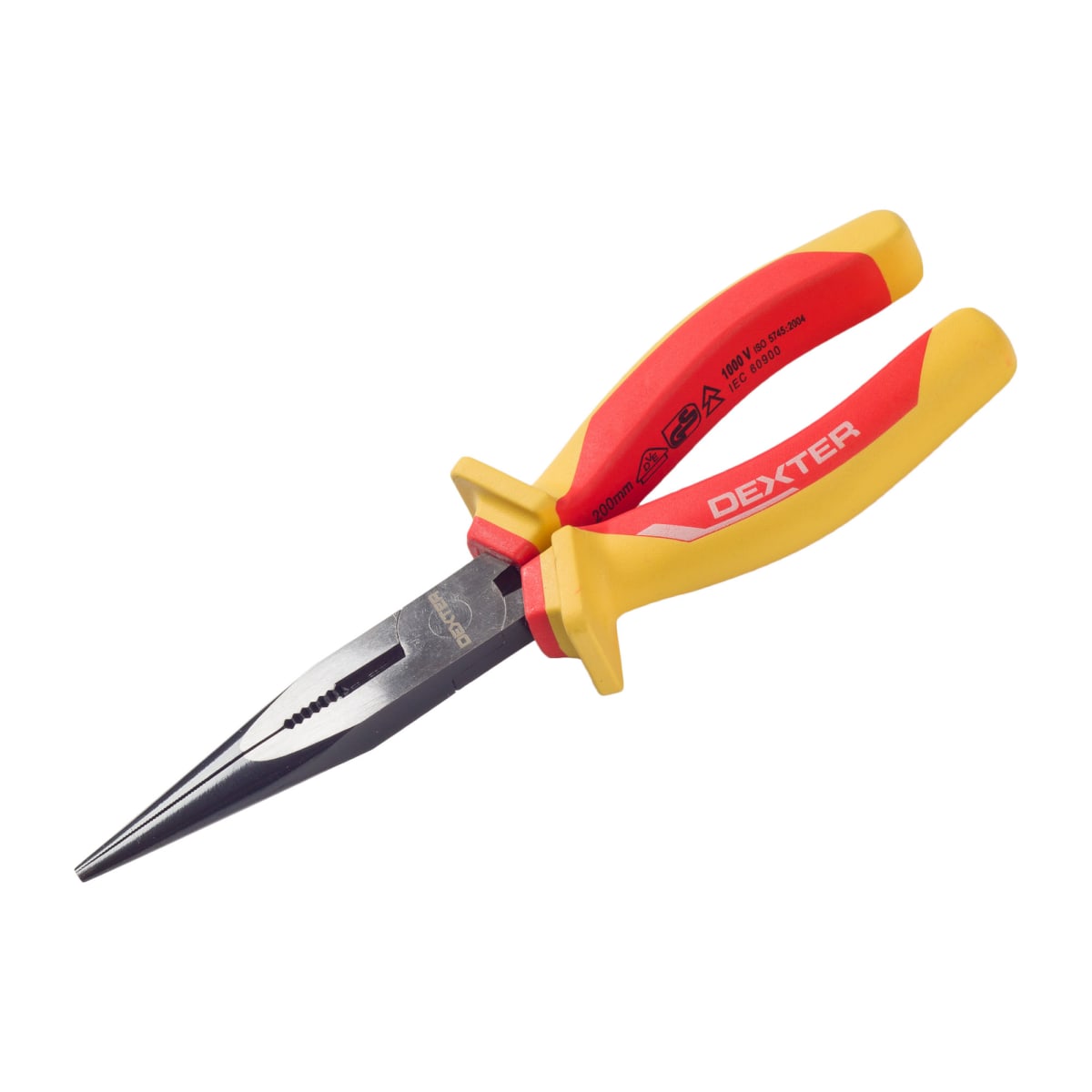 DEXTER FLAT NOSE PLIERS 200MM CHROME VANADIUM INSULATED